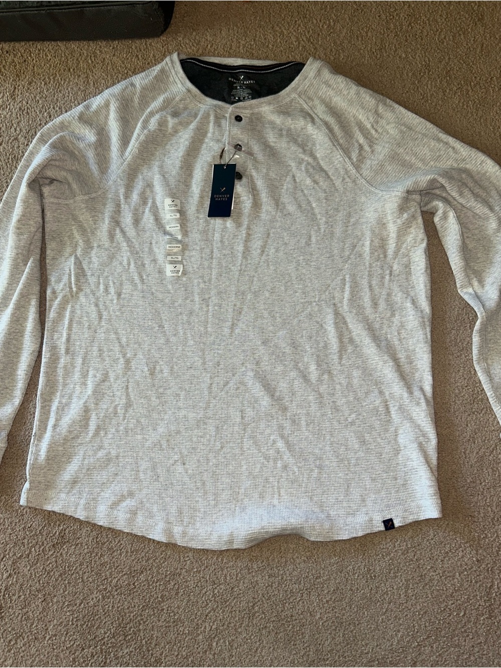 Denver Hayes Light Gray Long-Sleeve Henley Shirt